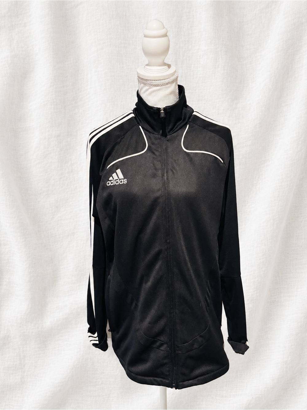 Adidas Women’s Clima365 Black 3 Stripe Full Zip Track Jacket Size L